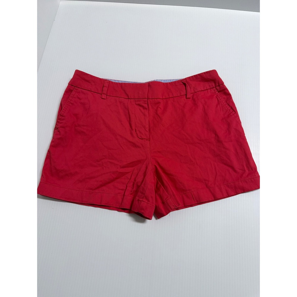 British Khaki Womens Red Chino Shorts Size 8 Mid Rise Preppy Summer Casual